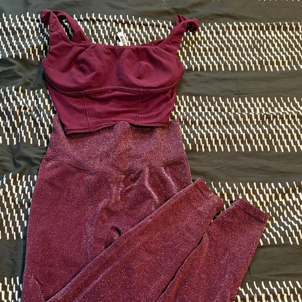 VS PINK Burgundy Two-Piece Set